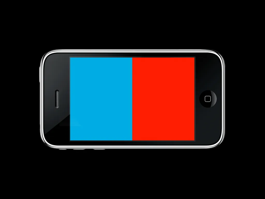 The screen split evenly between blue and red at the start of a game