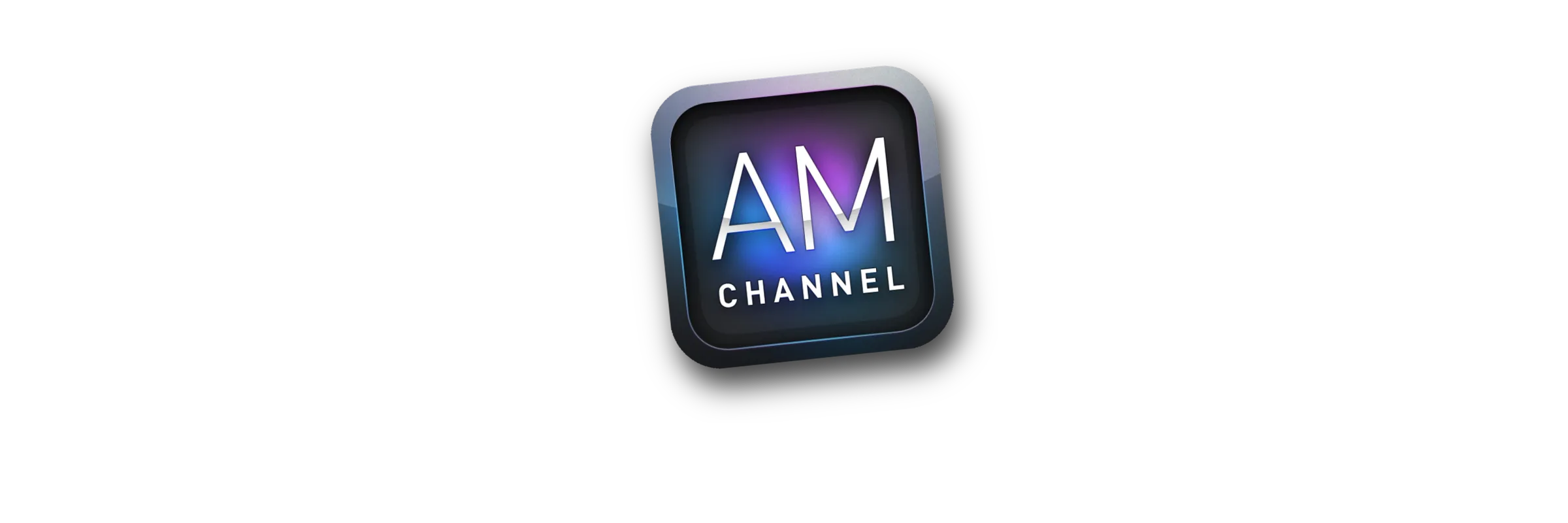 The AMChannel 2 app icon, tilted on a dark background