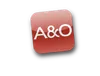 The A&O ArbeidsApp icon, tilted on a dark background