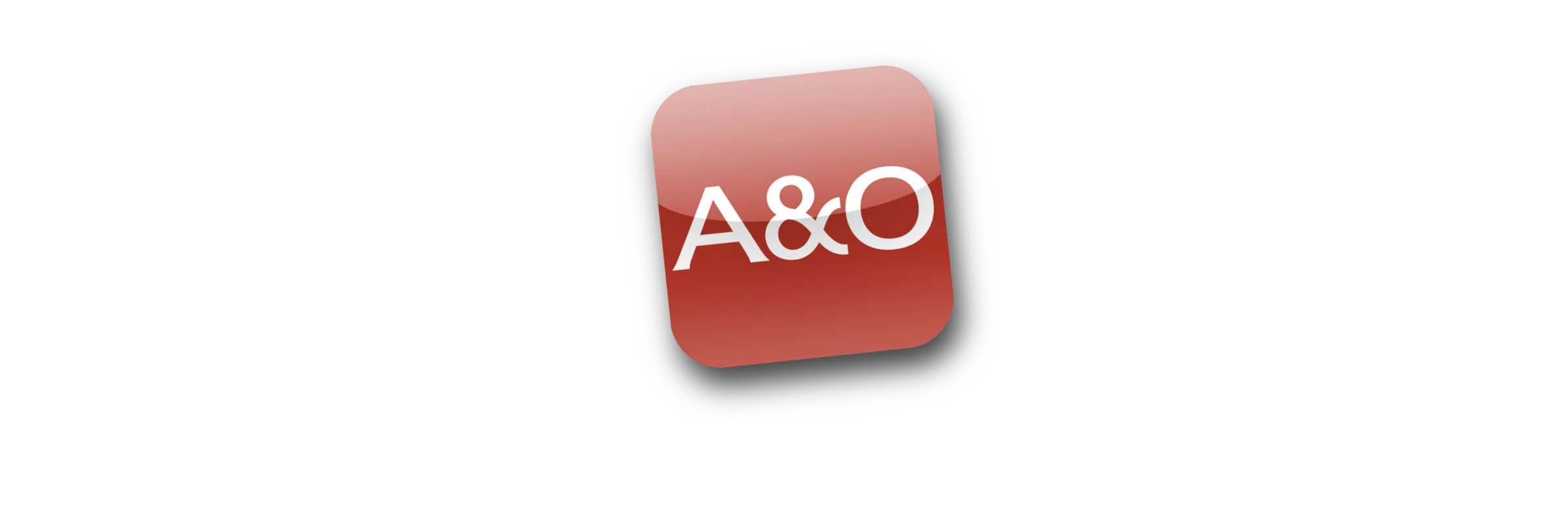 The A&O ArbeidsApp icon, tilted on a dark background