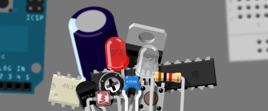 A collage of Fritzing parts and circuit-board views