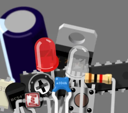 A collage of Fritzing parts and circuit-board views