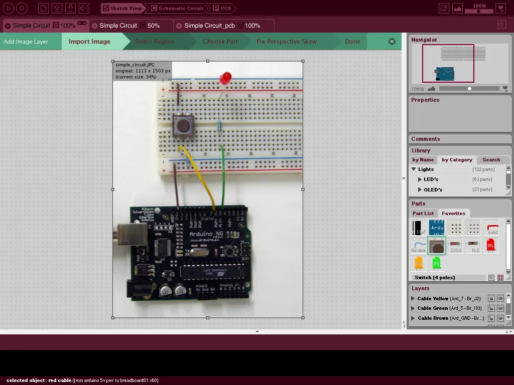 Importing a breadboard photo into Fritzing — step 1