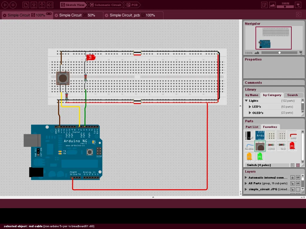 Sketch with automatically traced connection lines