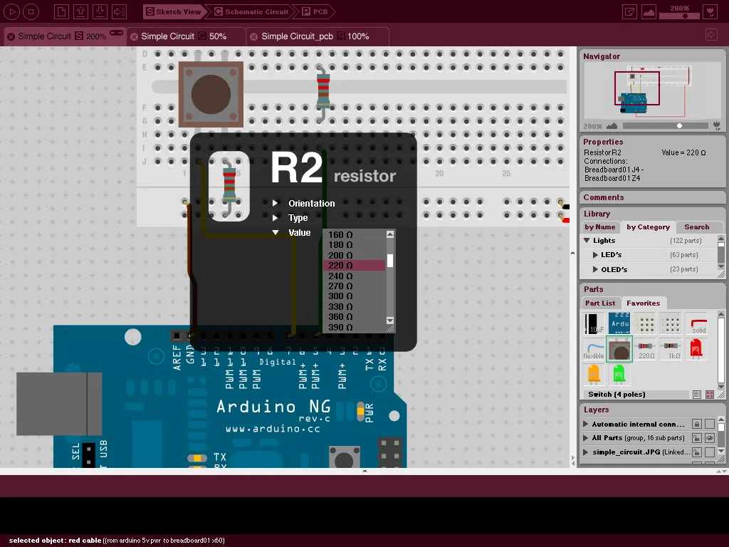 Sketch with resistor introspection overlay